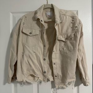 Gianni Bini Distressed denim shirt jacket